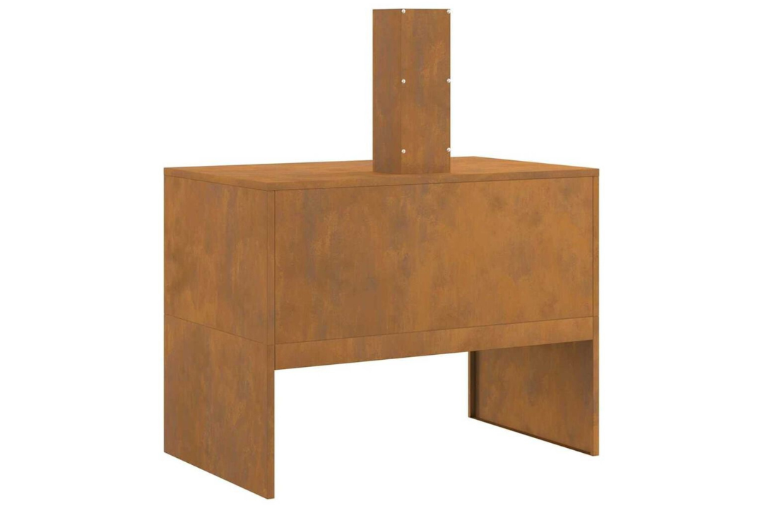 Earthy Fire Pit with Chimney 80 x 50 x 96 cm in Rusty Brown Weathering Steel
