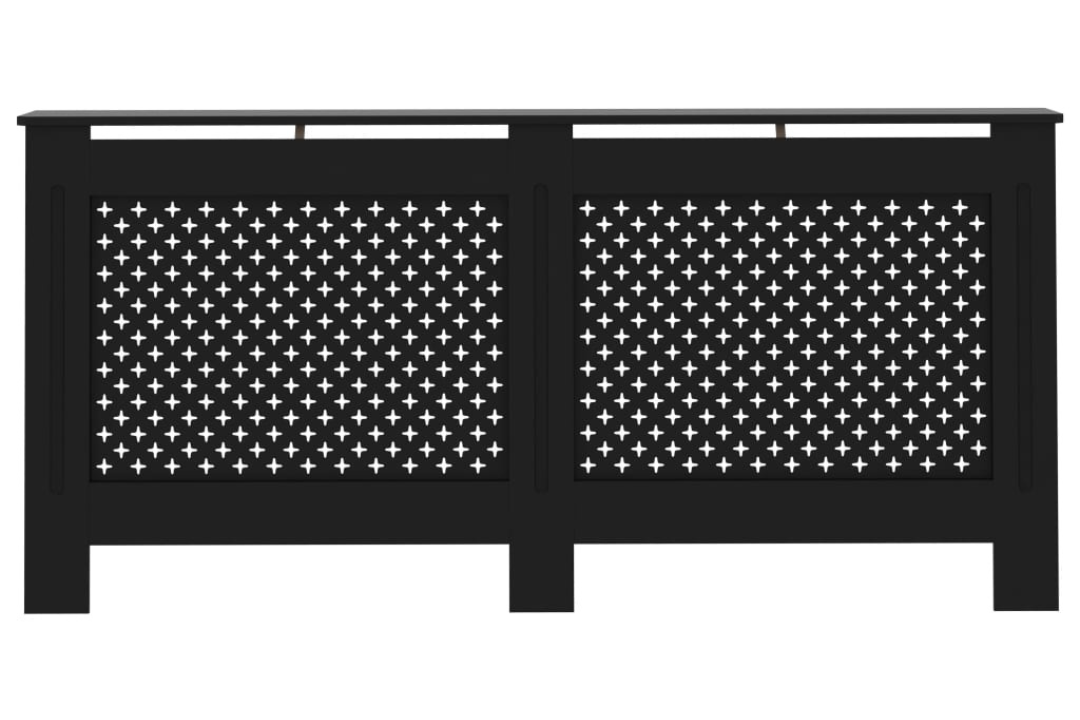 Radiator Cover Crafted from MDF 172 x 19 x 81.5 cm – Modern Slatted Cabinet in Black
