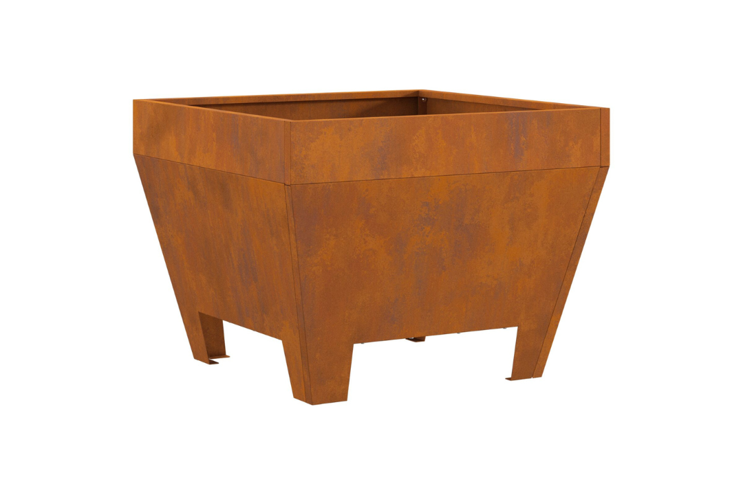 Square Fire Pit 50 x 50 x 38 cm in Rusty Brown