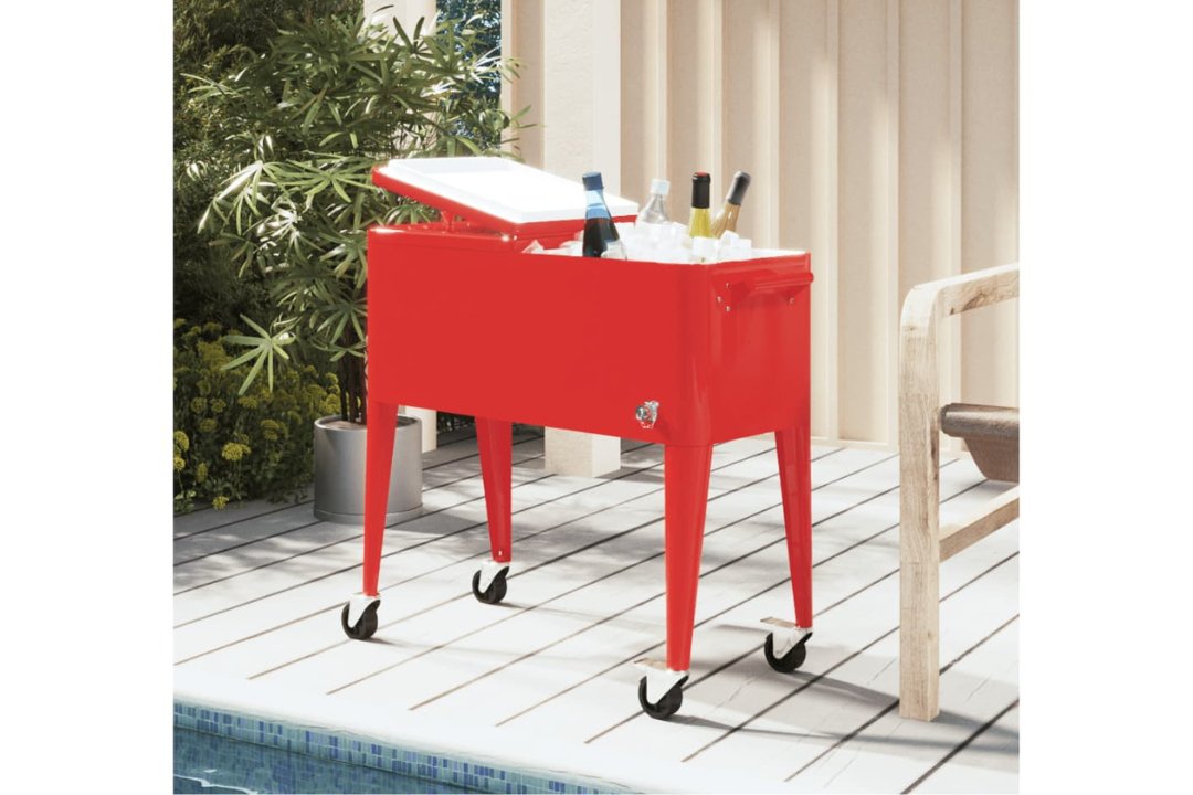 Red Cooler Cart with Wheels