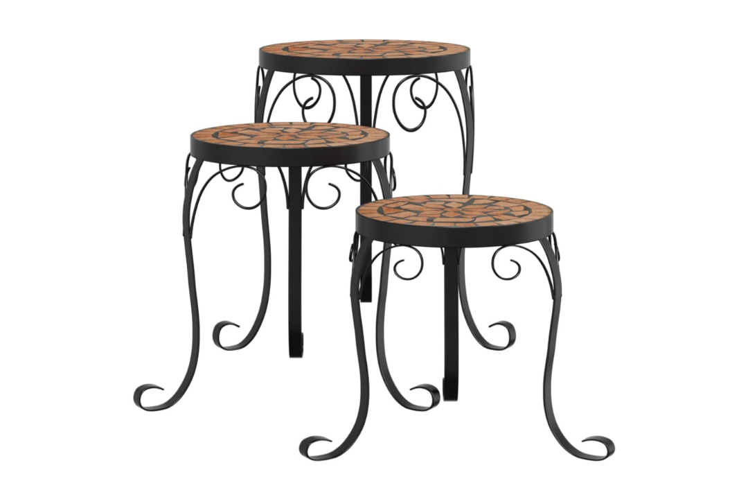 Plant Stands 3 Pcs Ceramic Mosaic in Terracotta