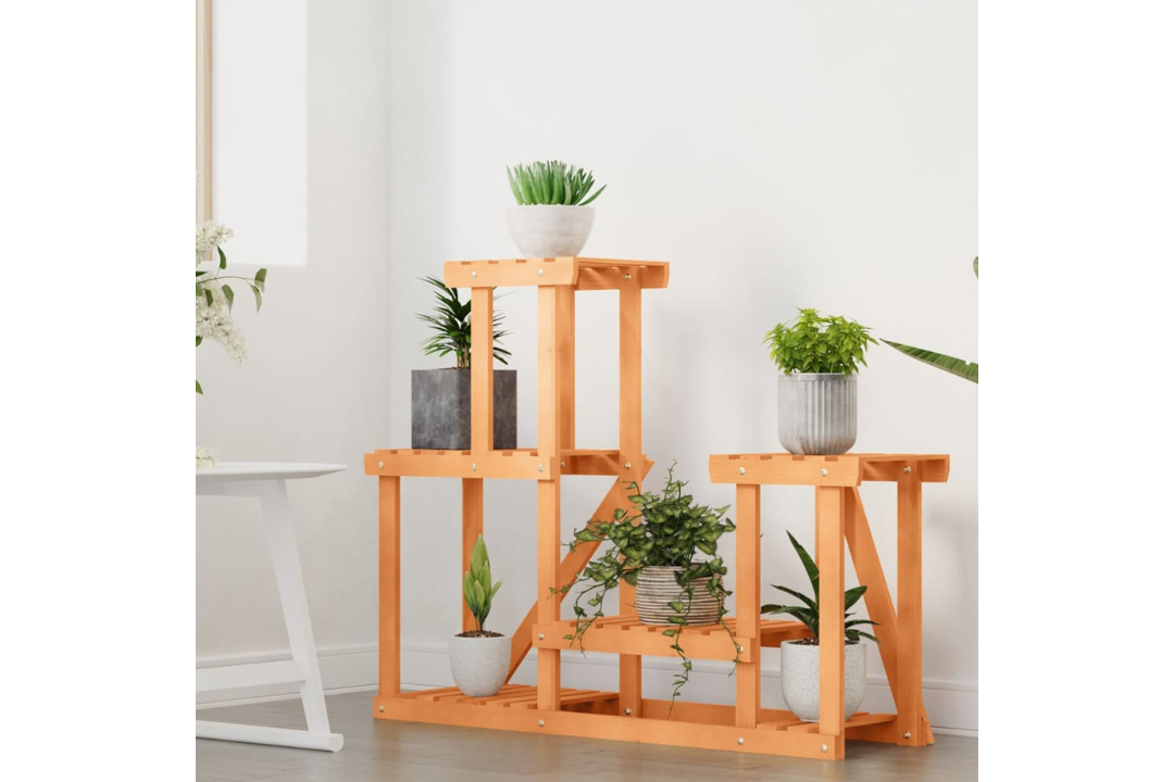 Functional Solid Wood Fir Flower Stand 90 x 25 x 73.5 cm in Light Brown