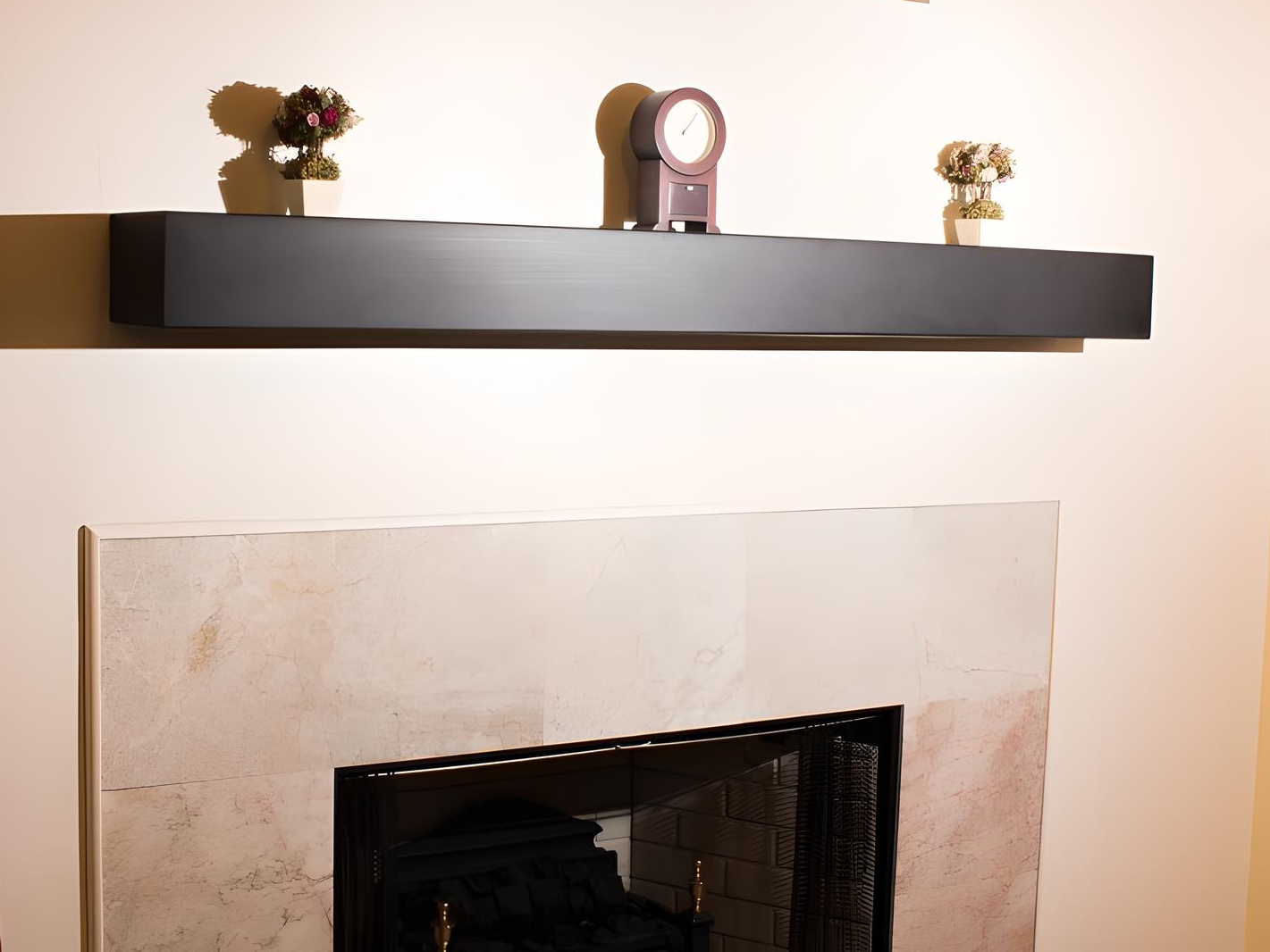 Steel Mantel Shelf in Black Powder Coat Finish