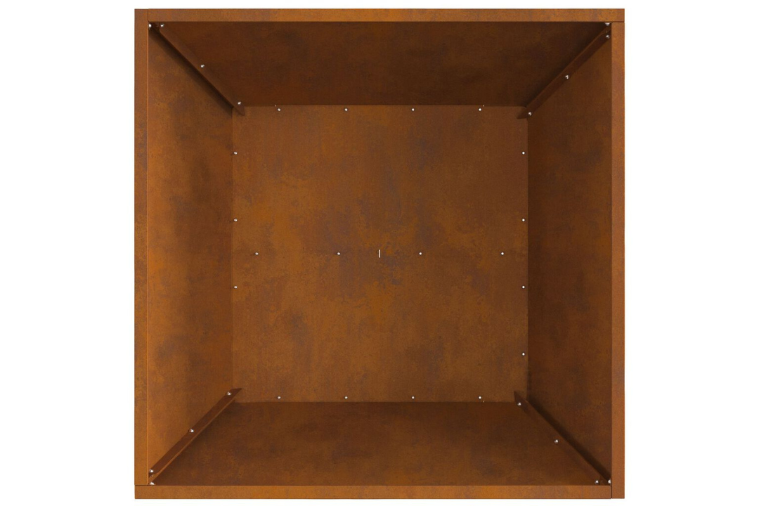 Spacious Fire Pit Square 60 x 60 x 30 cm in Rusty Brown Weathering Steel