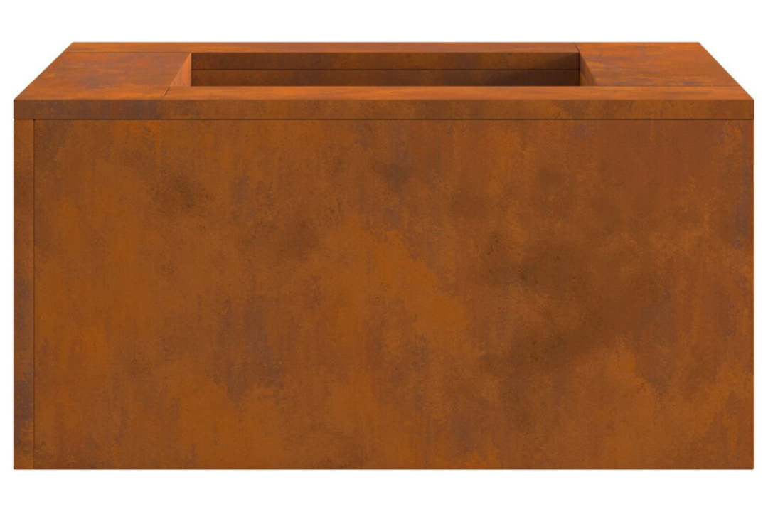 Sleek Square Fire Pit 60 x 60 x 30 cm in Rusty Brown Weathering Steel