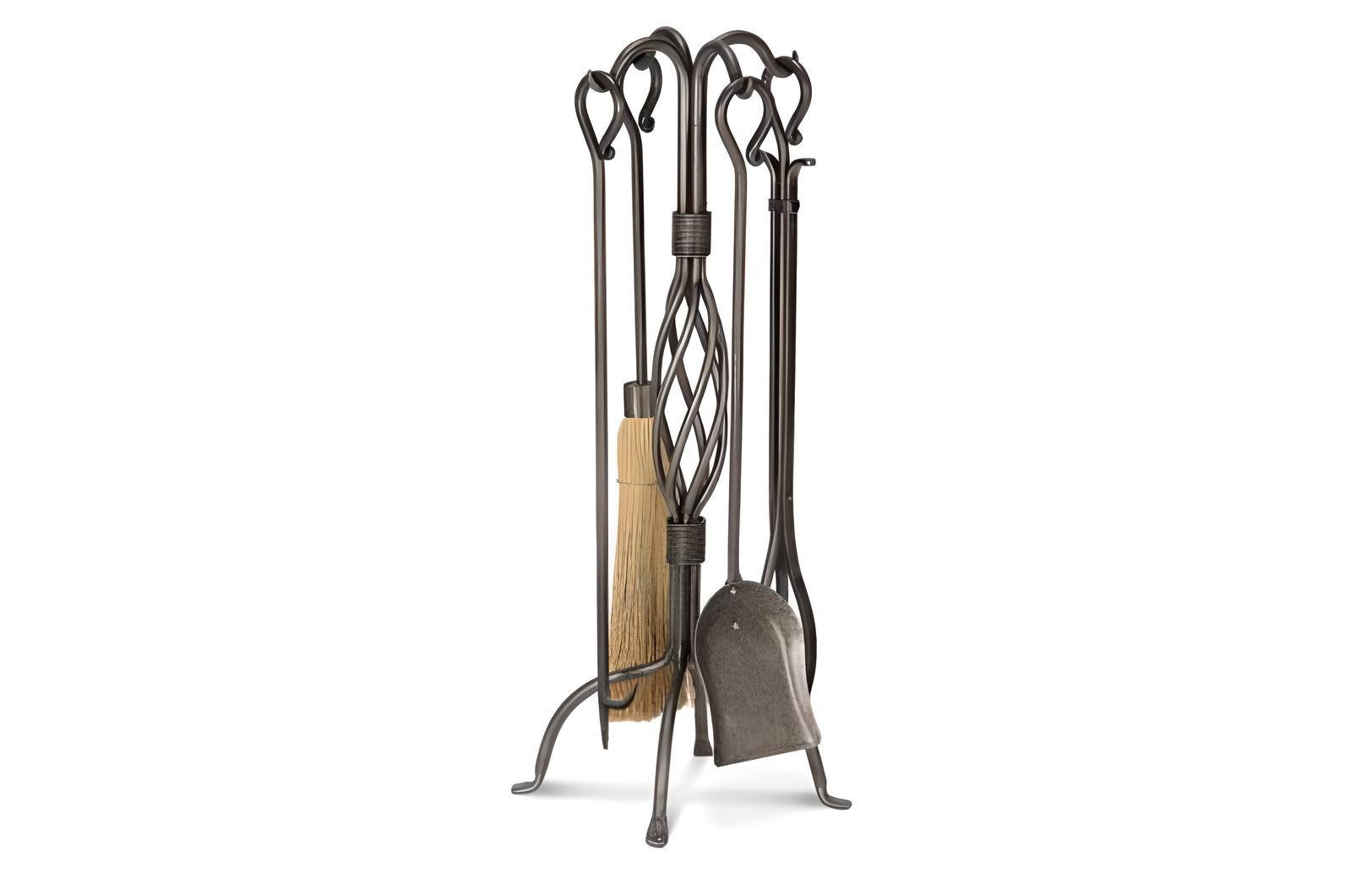 Pilgrim Basket Weave Fireplace Tool Set – Vintage Iron Finish