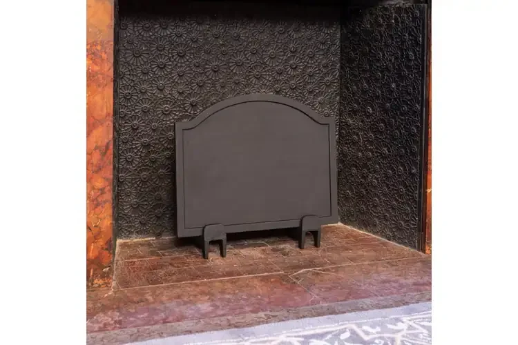 Small Plain Cast Iron Fireback – Matte Black Heat Reflector for Fireplaces Made of Cast Iron