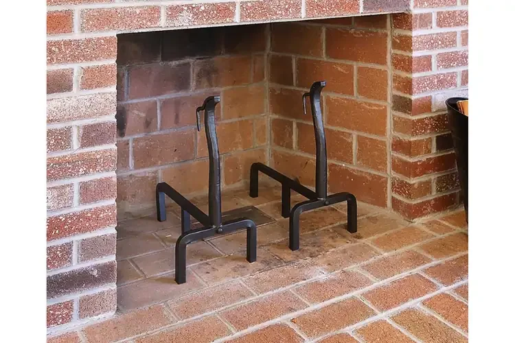 Deer Andirons – Wrought Iron Fireplace Log Holders with Graphite Finish