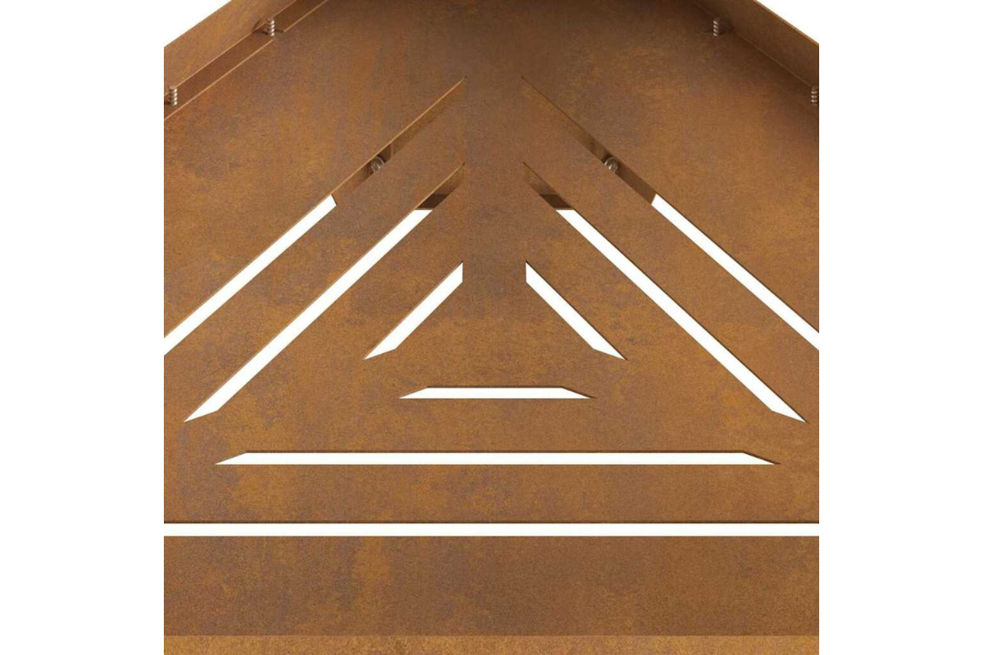 Minimalist Fire Pit with Chimney 50 x 43 x 52 cm in Rusty Brown Weathering Steel
