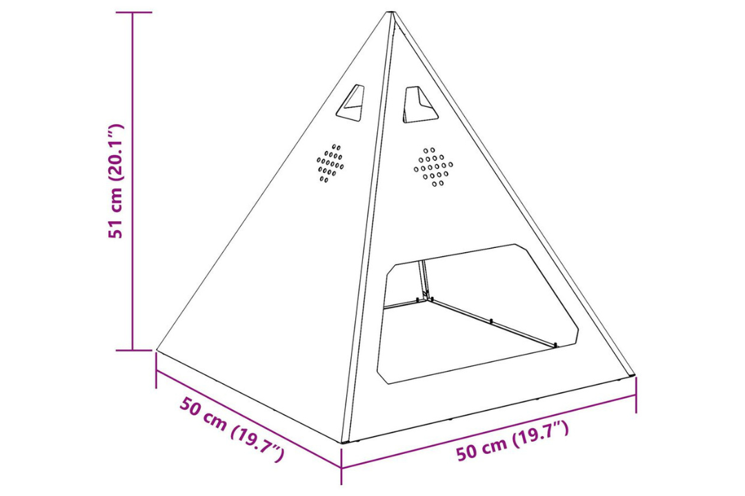 Fire Pit Pyramid 50 x 50 x 51 cm in Black Cold-Rolled Steel Specifications