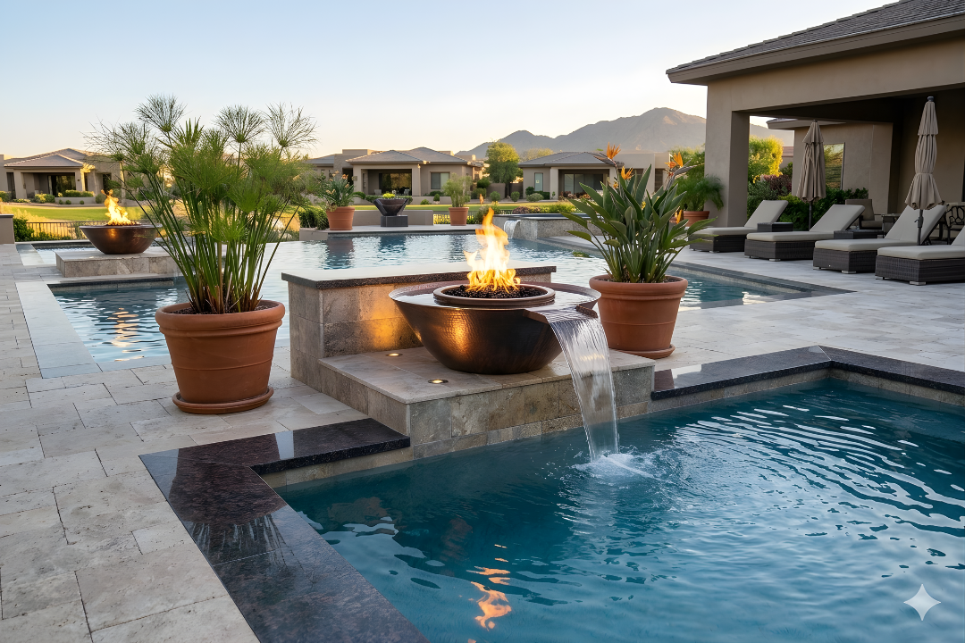 The Outdoor Plus 31" Remi Hammered Patina Copper Fire & Water Bowl – Gravity Spill