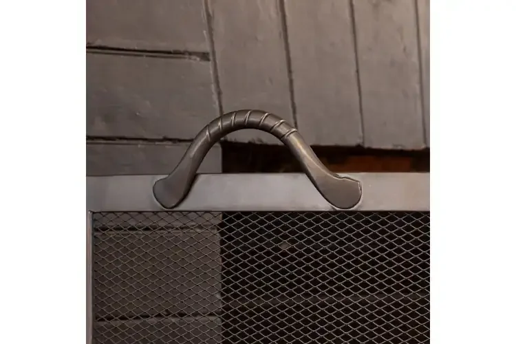 Twisted Rope Folding Fireplace Screen in Graphite Powder Coated Finish