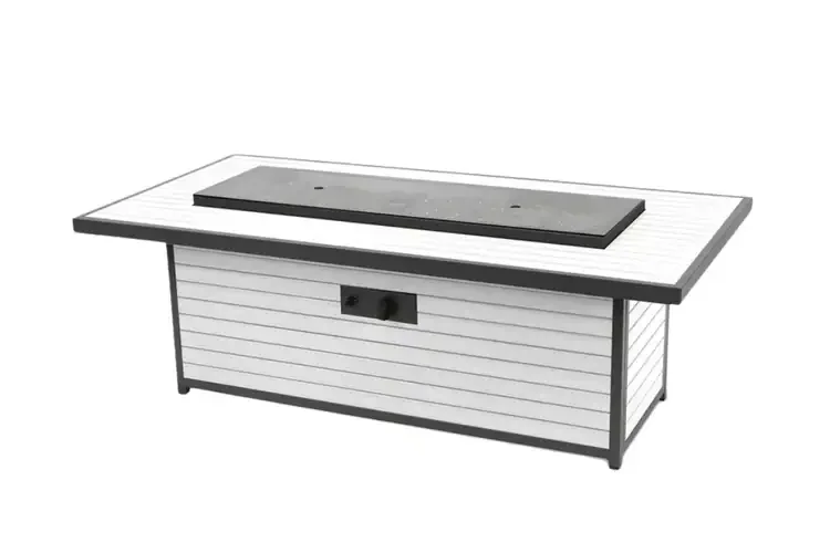 Kenwood and Brooks White 61" Linear Chat Height Gas Fire Pit Table Cover Included