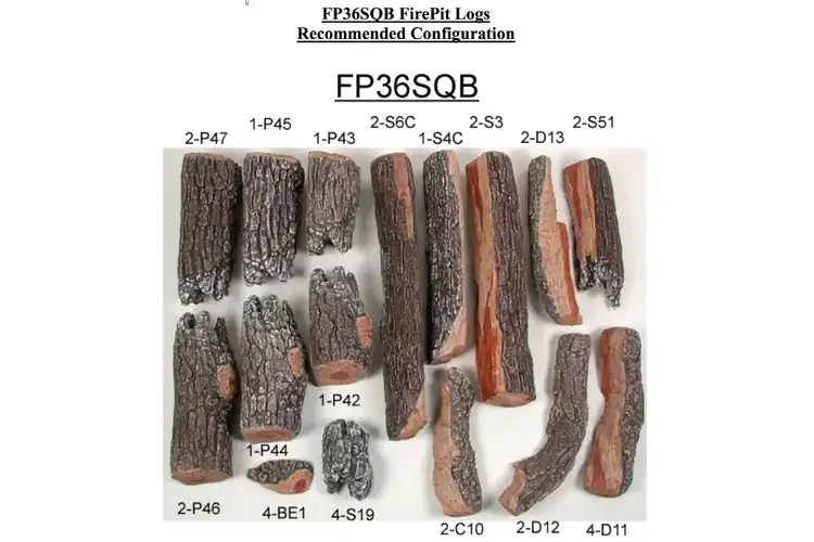 Rasmussen 36" Bark-Split FP36SQB Fire Pit Gas Logs  Details