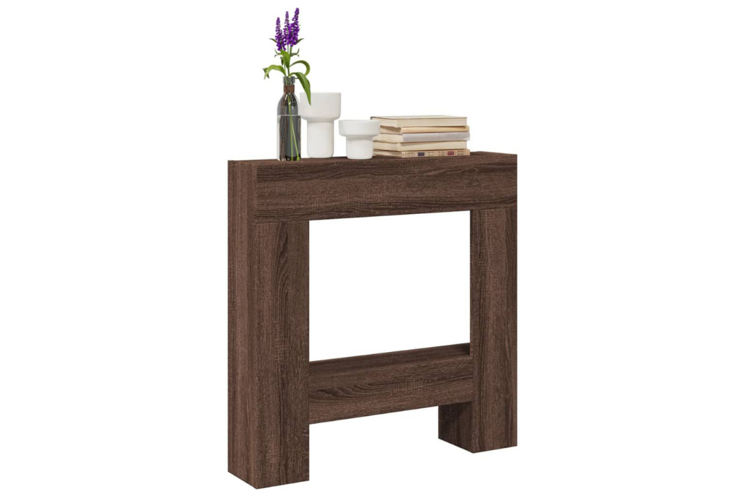 Fireplace Surround 81 x 18 x 82 cm in Brown Oak Made of Engineered Wood Mantel Frame