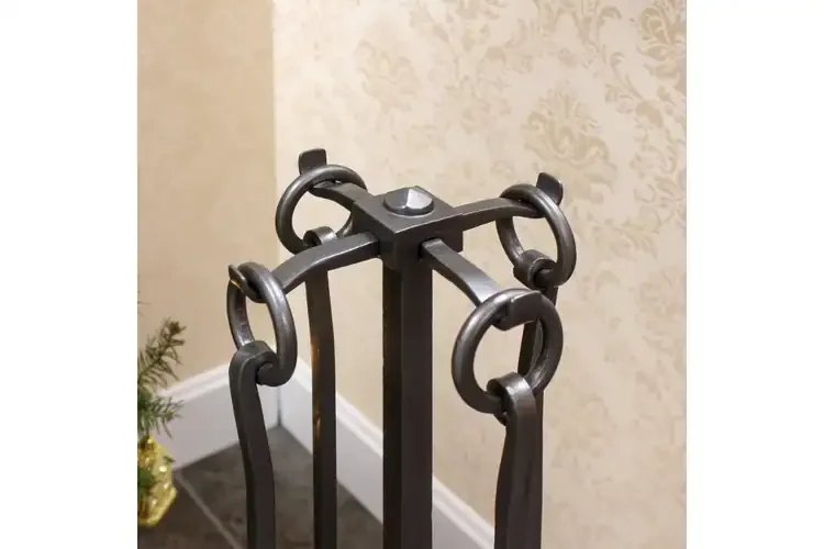 English Country Fireplace Tool Set in Graphite Powder Coated Finish