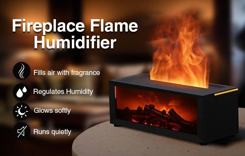 Black Fireplace Flame Humidifier