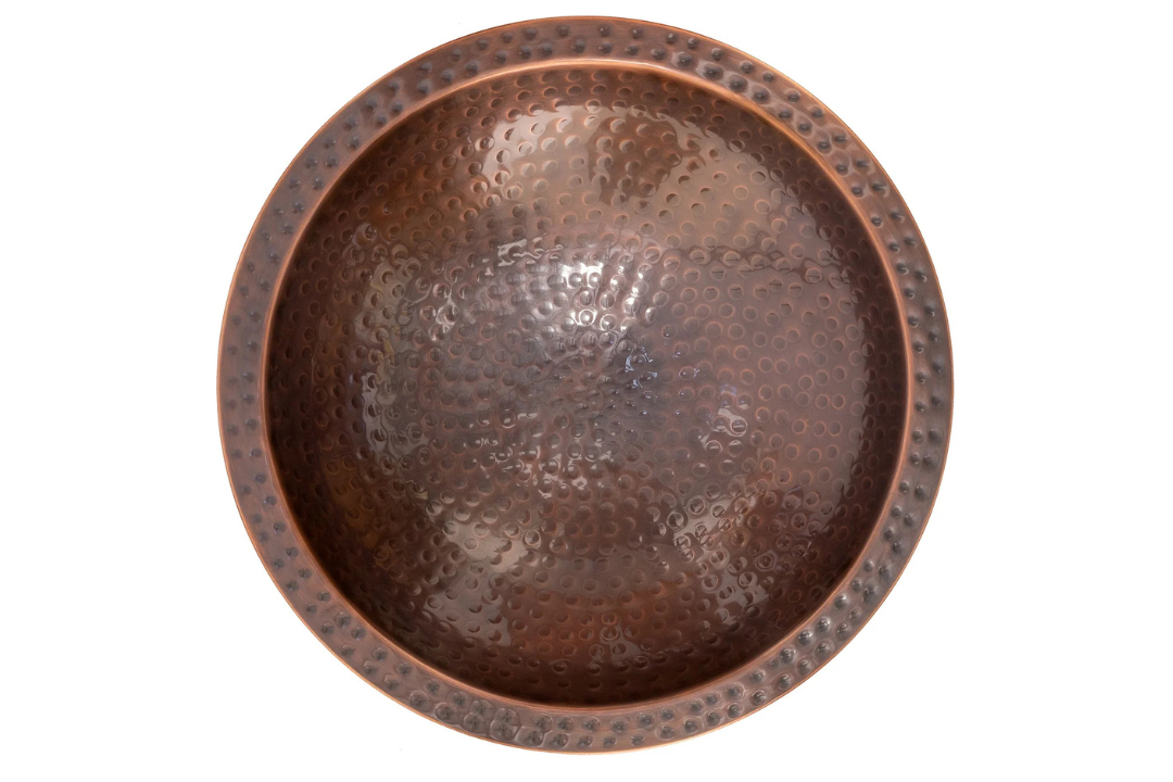14" Hammered Burnt Copper Birdbath for 4x4 Posts Texture Rust-Resistant