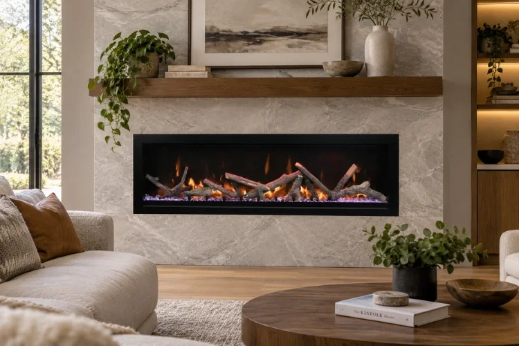 Cozy Marble Fireplace Living Room