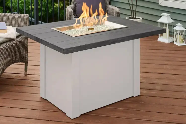 Havenwood 44 Inches White Rectangular Gas Fire Pit Table