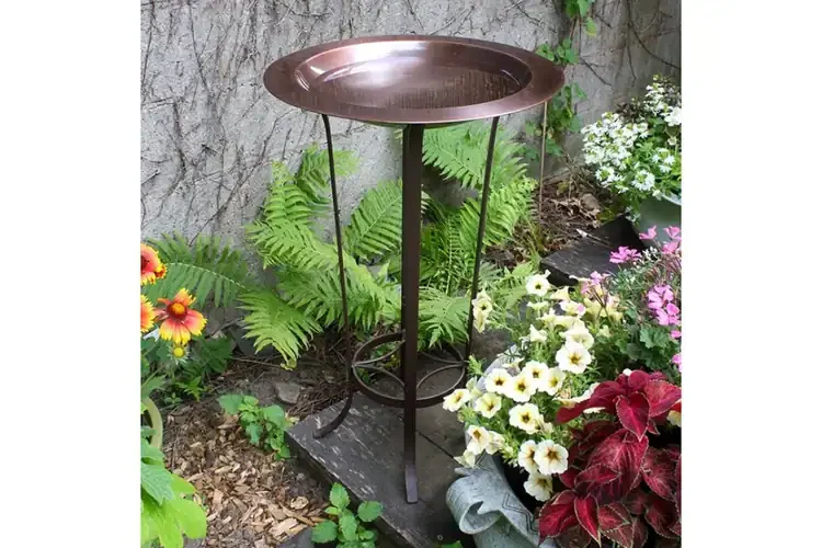 18" Classic Copper Birdbath & Tulip Stand with Copper Plated Brass