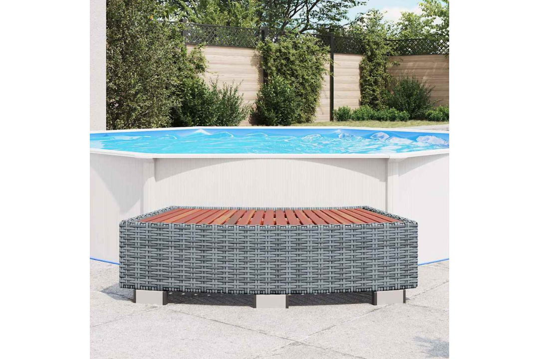 UV-Resistant Spa Step Poly Rattan 92 x 45 x 25 cm in Gray