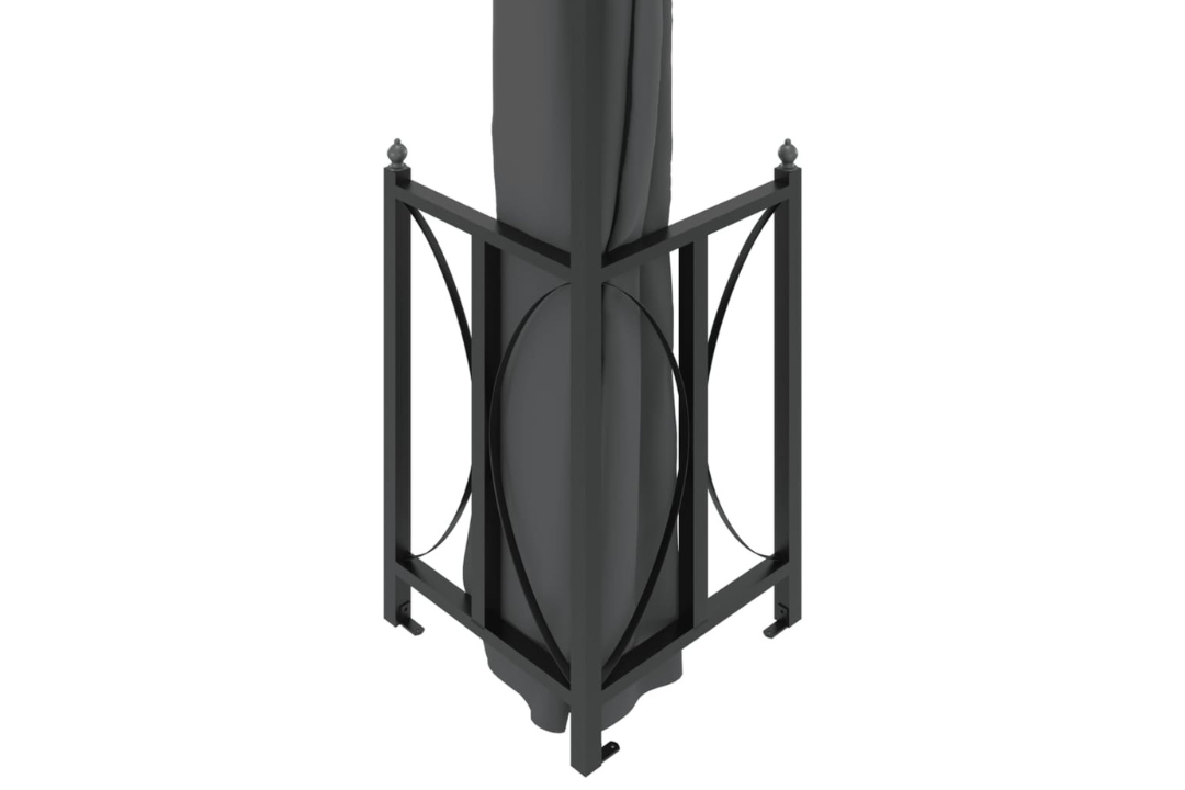 Gazebo with Sidewalls & Double Roofs in Anthracite 3 x 4 m with Leg Decoration Panels