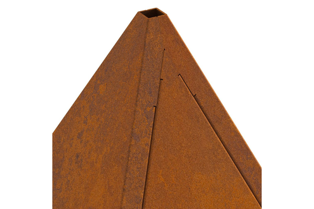 Heat-Resistant Fire Pit Pyramid 50 x 50 x 51 cm in Rusty Brown Weathering Steel
