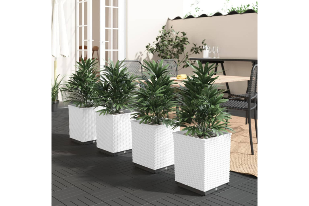 Planters 4 pcs 30x30x37 cm Decorative Inlays in White