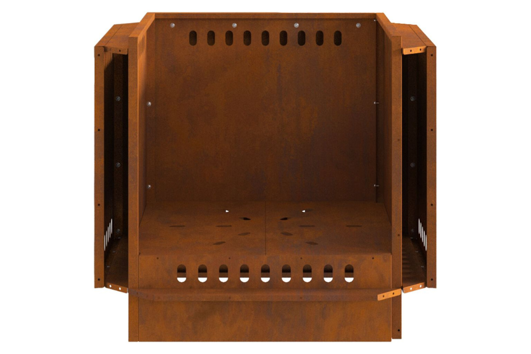 Aesthetic Smokeless Fire Pit 58 x 58 x 51 cm in Rusty Brown Weathering Steel