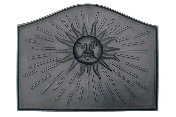 Sun Fireback – Historic Cast Iron Fireplace Heat Reflector, 24" x 18"