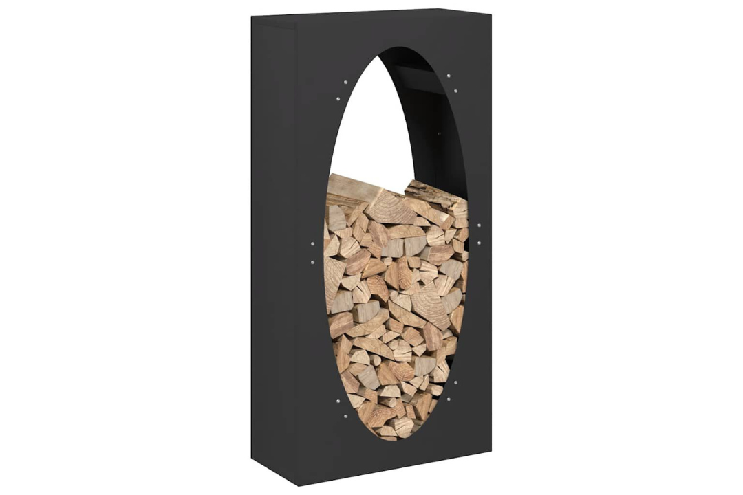 Modern Firewood Rack 50 x 23 x 100 cm in Black Made of Cold-Rolled Steel