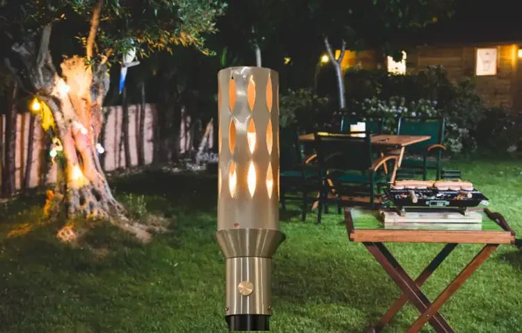 Ellipse Style Stainless Steel Gas Tiki Torch Head In Backyard