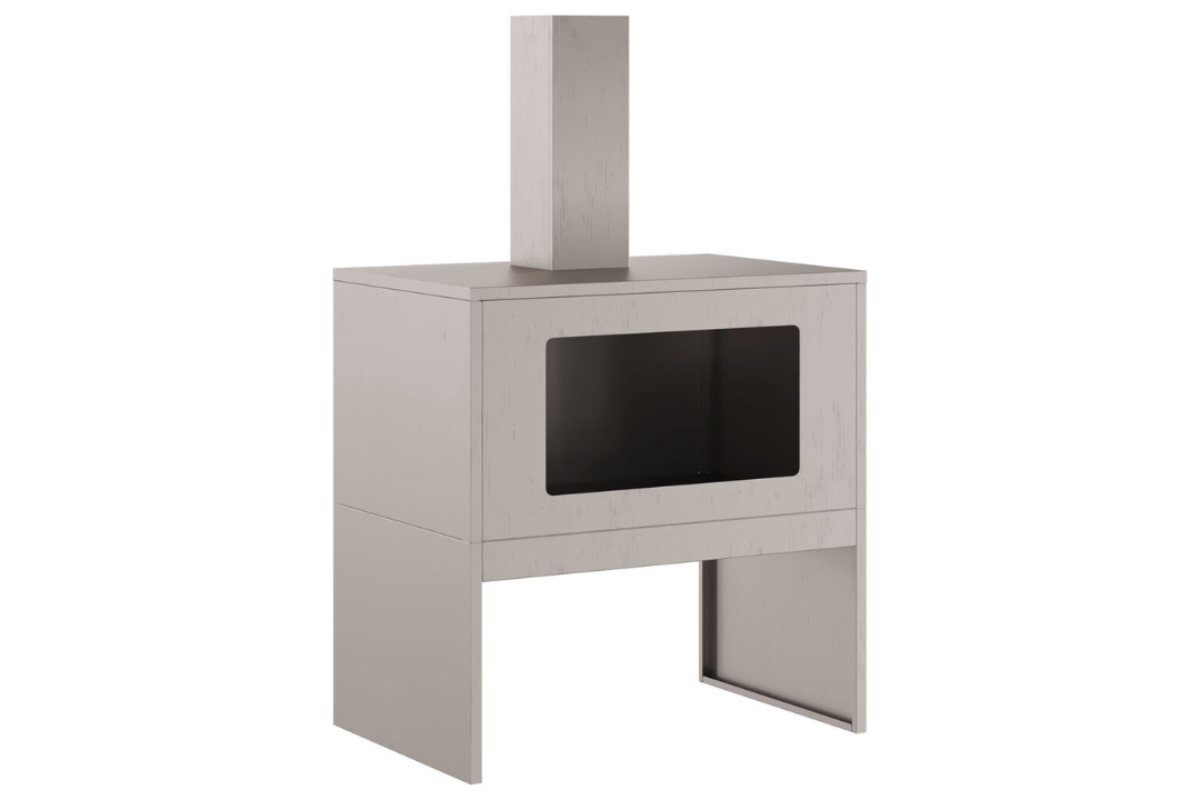 Fire Pit with Chimney 60 x 40 x 96 cm in Rusty Brown Weathering Steel in Original Color