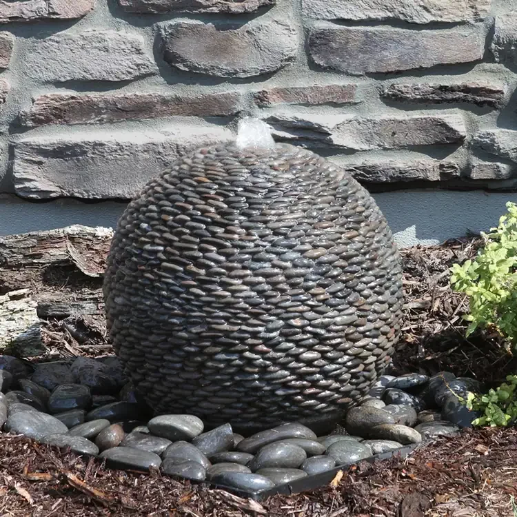 Small Pebble Sphere Fountain Kits in Gray