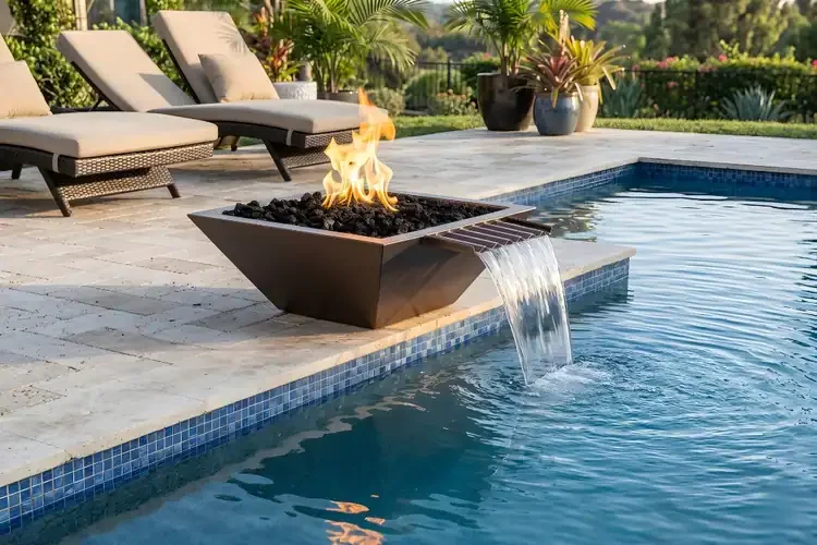The Outdoor Plus 30" Maya Fire & Water Bowl – Wave Scupper