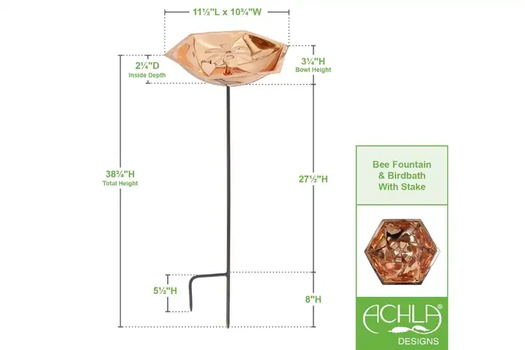 Bee Birdbath & Garden Stake Specifications