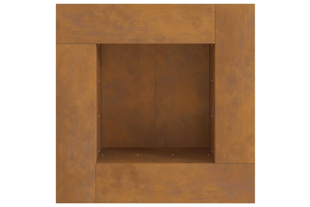 Durable Square Fire Pit 80 x 80 x 40 cm in Rusty Brown Weathering Steel