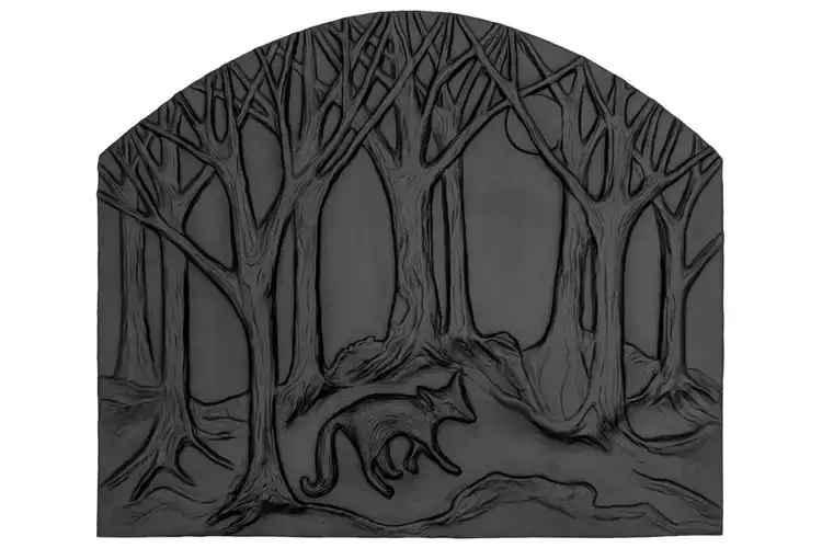 Forest Fox Fireback Made of Cast Iron