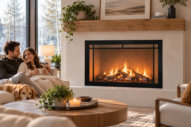 Cozy Winter Fireplace Gathering