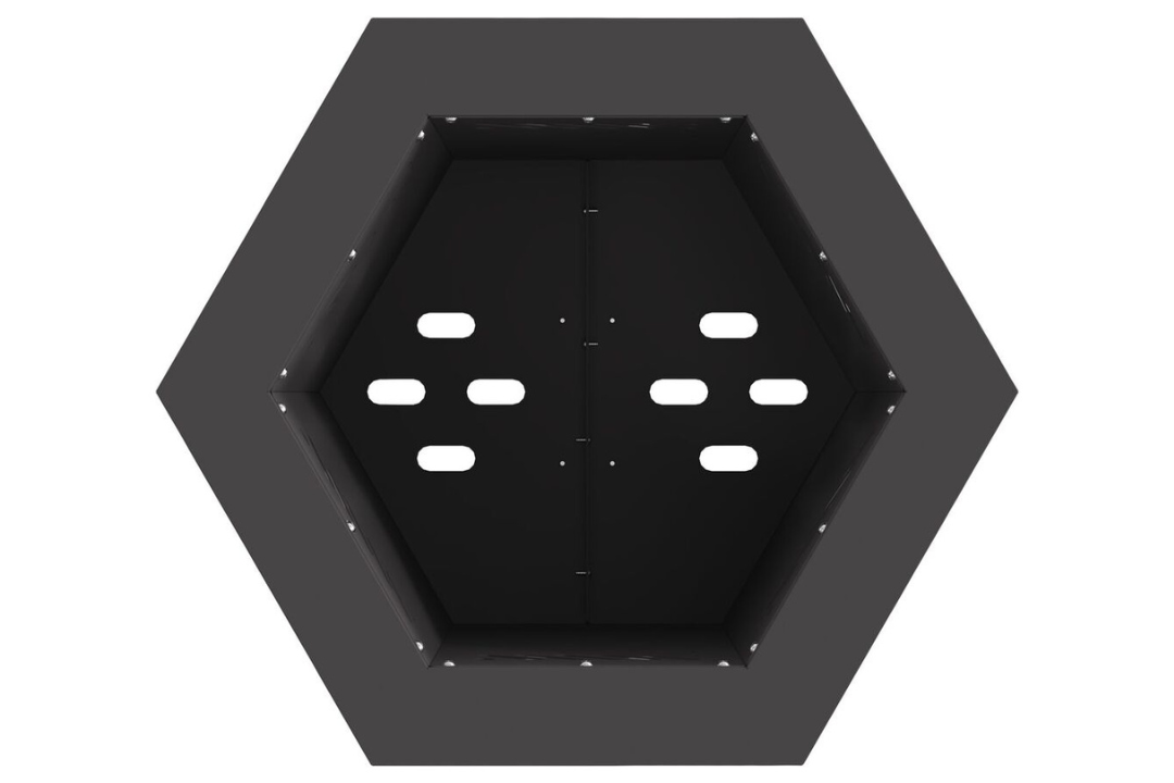 High-Quality Smokeless Fire Pit Hexagonal 38 x 38 x 51 cm in Black Cold-Rolled Steel