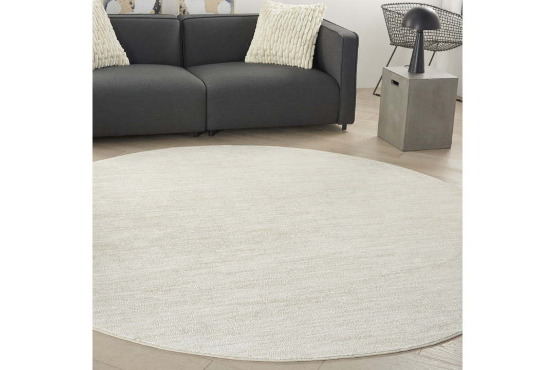 8' x 8' Beige and Ivory Round Indoor Area Rug