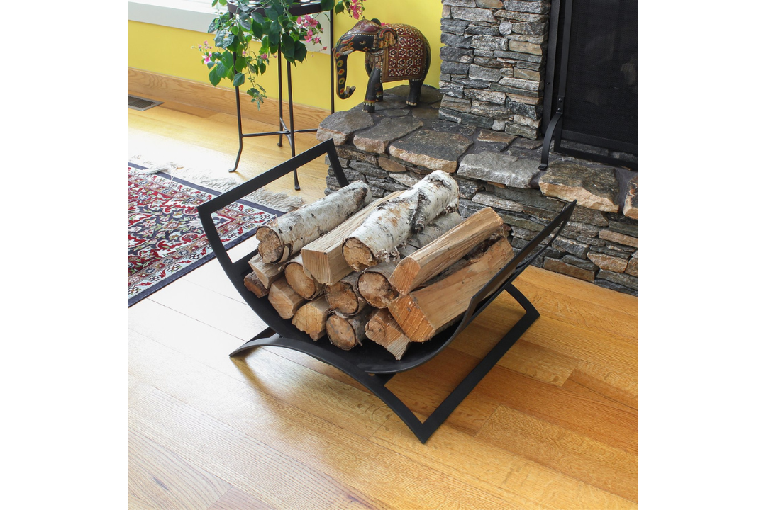 Metropolis Log Basket – Modern Black Made from Wrought Iron