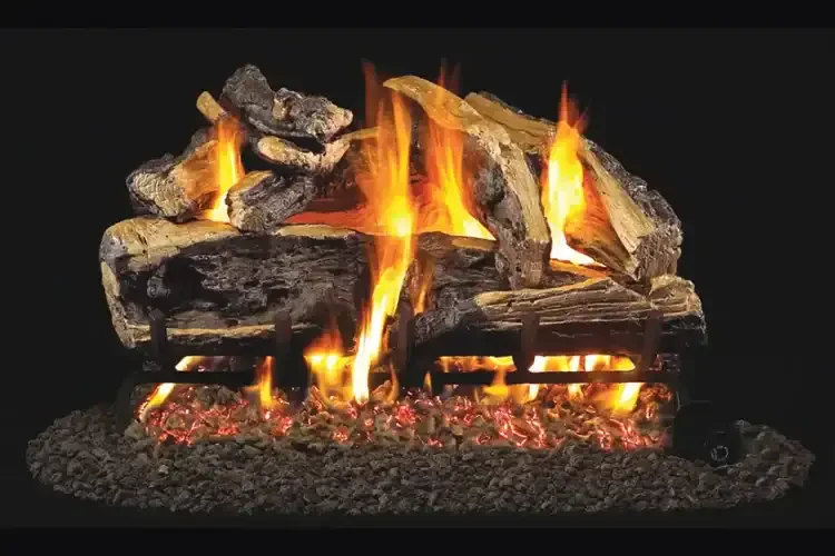 Real Fyre Charred Rugged Split Oak 30" Outdoor Vented Gas Log Set with Burner