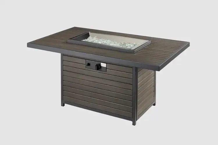 Kenwood and Brooks Rectangular Chat Height Gas Fire Pit Table