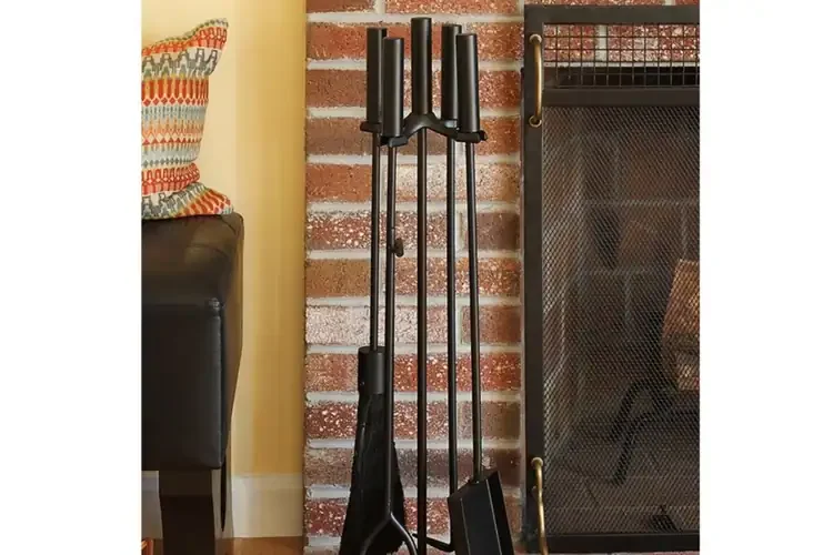 Bedford Fireplace Tool Set in Black and Polished Brass