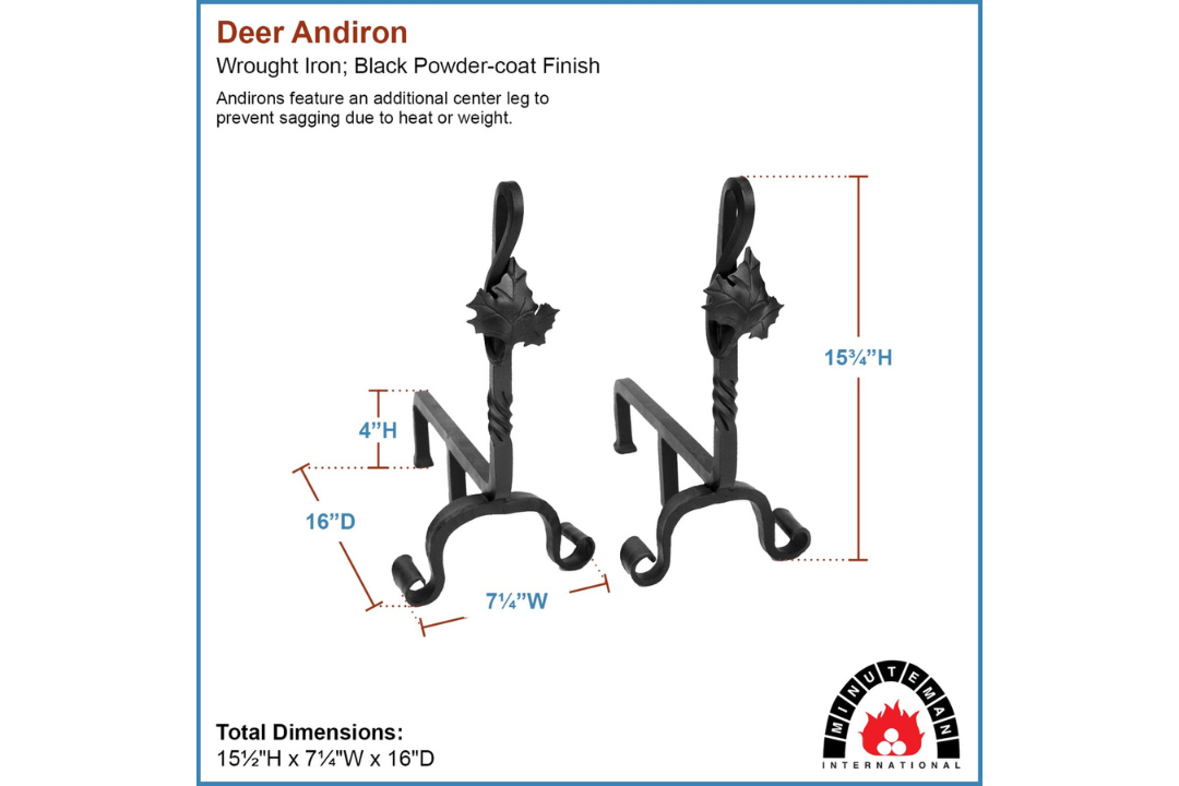 Maple Leaf Andirons Specifications