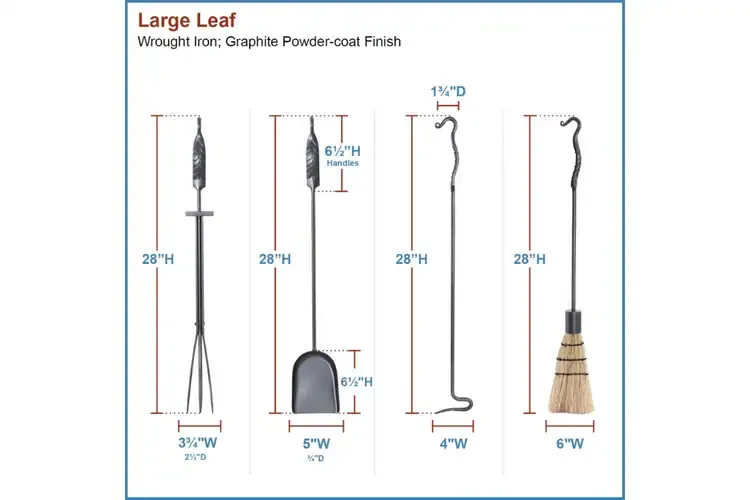 Large Leaf Fireplace Tool Set Detailed Information