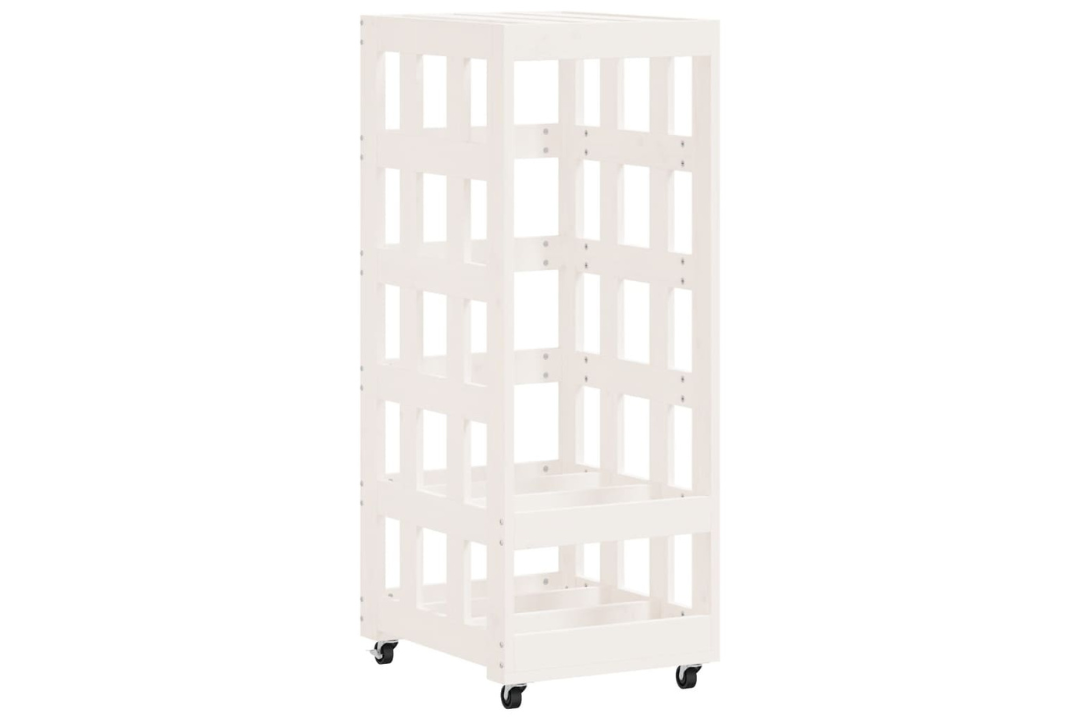 Log Holder with Wheels 40x49x110 cm in White