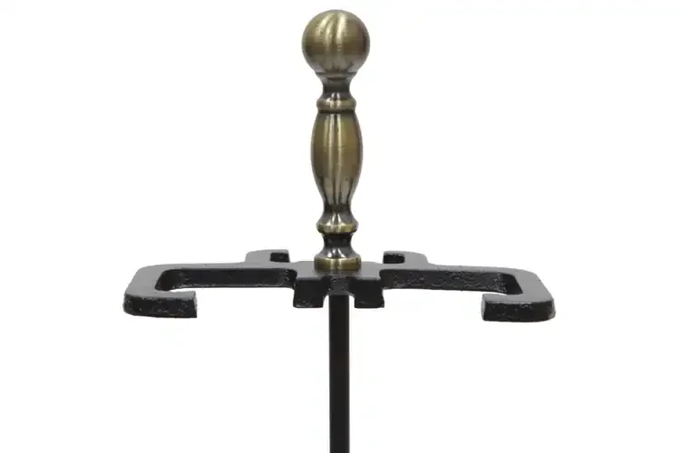Oxford Fireplace Tool Set in Black & Antique Brass Yoke
